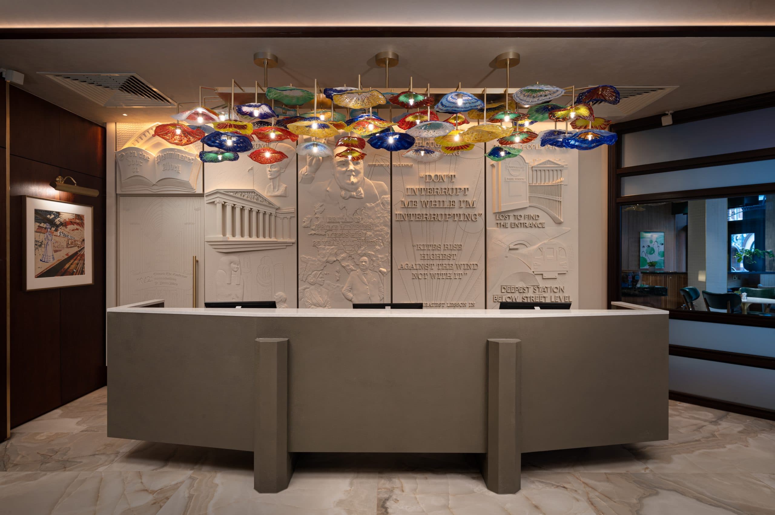 The lobby of Lost Property Hotel in St Paul's in the City of London