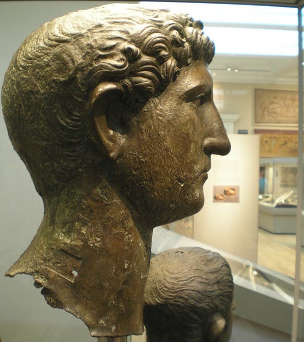 Bronze head of emperor Hadrian, found in the Thames, London, British Museum